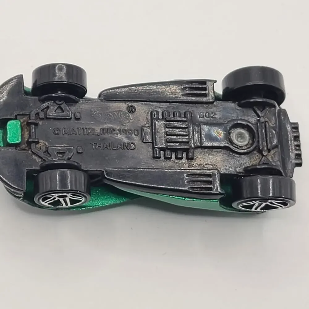 Hot Wheels Green Race Car With Flames 1990 Made in Thailand B08